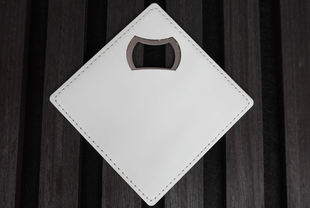 Leather with metal custom bottle opener coaster