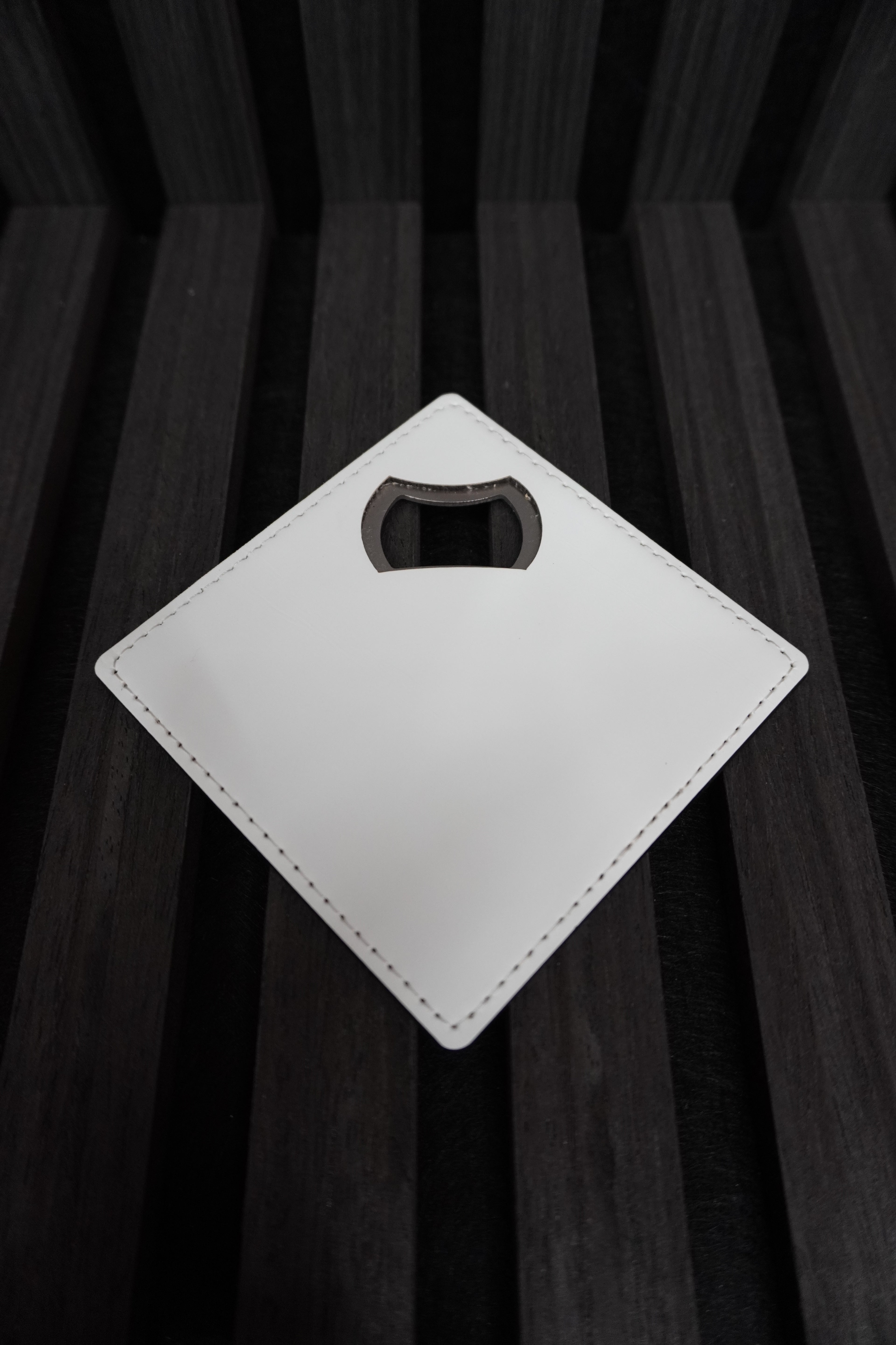 Leather with metal custom bottle opener coaster