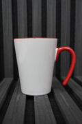 Conical custom mug with coated inside and handle