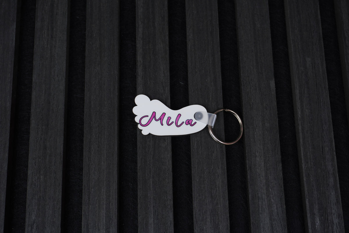 Personalised Foot and Mouse Head Keyring