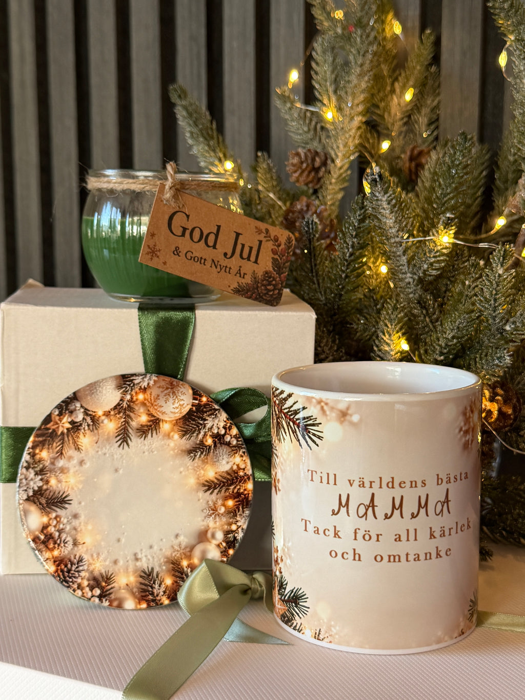 Christmas Gift Set for Mom – Mug, Candle & Coaster